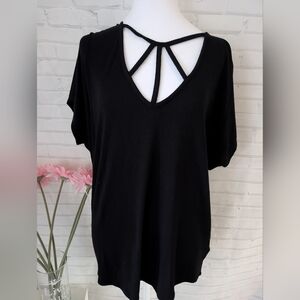 Express One Eleven Black Short Sleeve Top